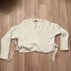 Forever 21 White Fuzzy Sweater with Side Ties